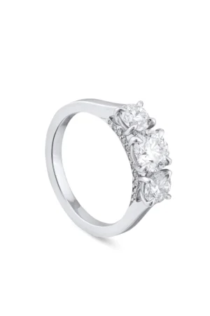 Trilogy Round Brilliant Platinum Diamond Engagement Ring