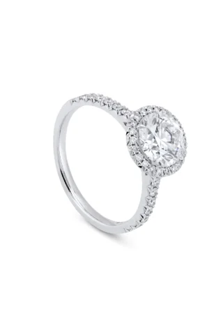 Vintage Round Platinum Diamond Engagement Ring