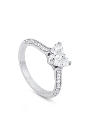 Petal Heart Platinum Diamond Engagement Ring